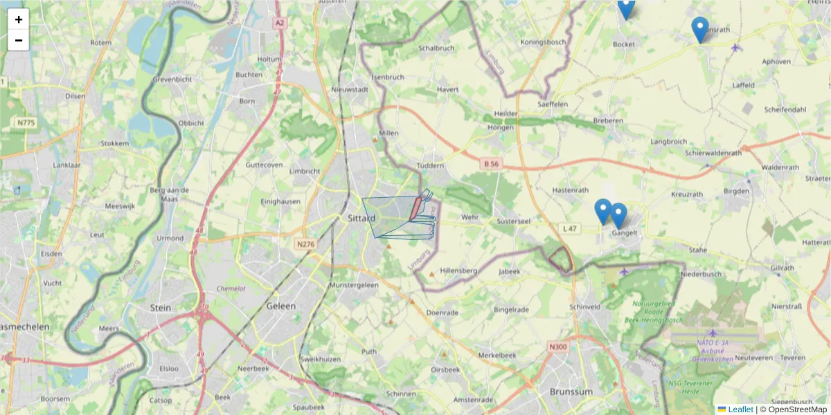 Karte des Postleitzahlen Bereichs  und der umliegenden Postleitzahlen in Deutschland