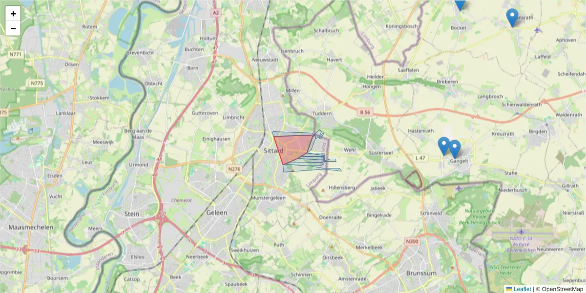 Karte des Postleitzahlen Bereichs  und der umliegenden Postleitzahlen in Deutschland