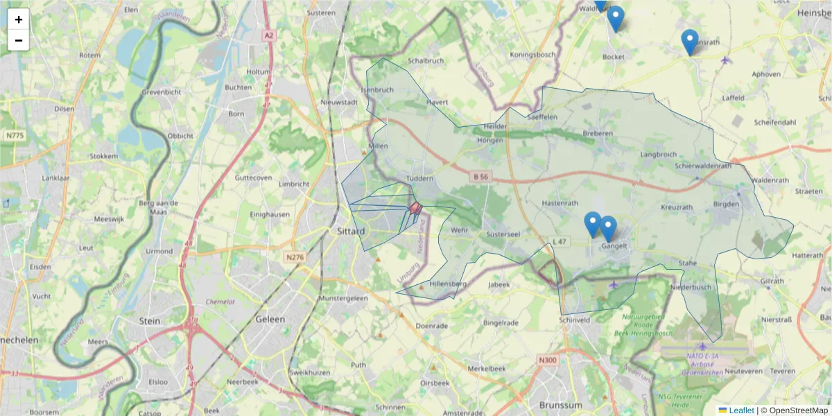 Karte des Postleitzahlen Bereichs  und der umliegenden Postleitzahlen in Deutschland