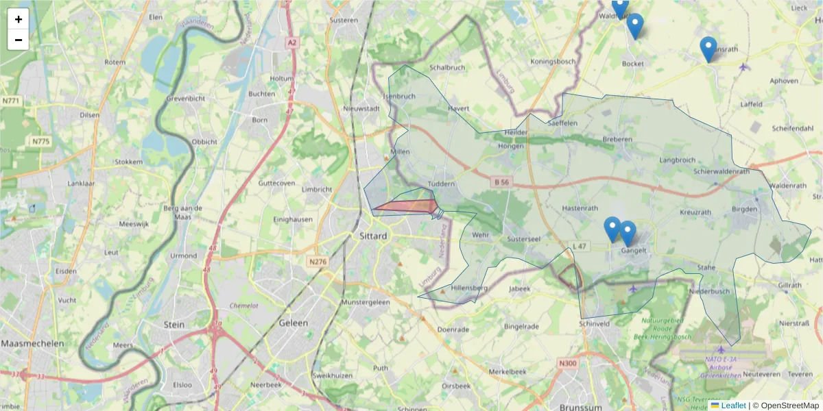Karte des Postleitzahlen Bereichs  und der umliegenden Postleitzahlen in Deutschland