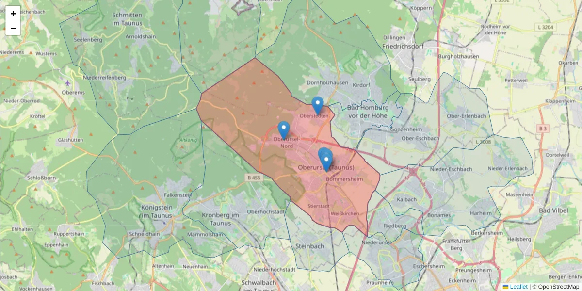 Karte des Postleitzahlen Bereichs  und der umliegenden Postleitzahlen in Deutschland