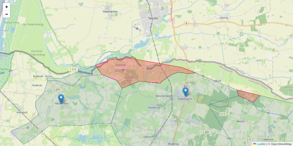 Karte des Postleitzahlen Bereichs  und der umliegenden Postleitzahlen in Deutschland