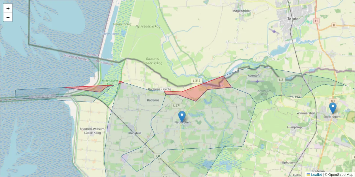 Karte des Postleitzahlen Bereichs  und der umliegenden Postleitzahlen in Deutschland