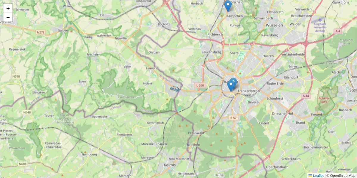 Karte des Postleitzahlen Bereichs  und der umliegenden Postleitzahlen in Deutschland