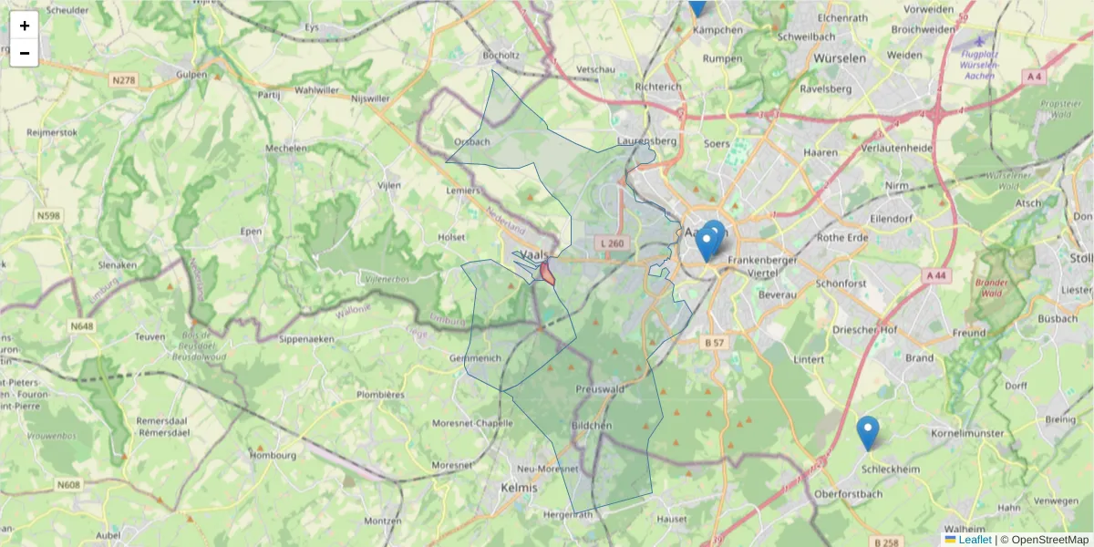 Karte des Postleitzahlen Bereichs  und der umliegenden Postleitzahlen in Deutschland