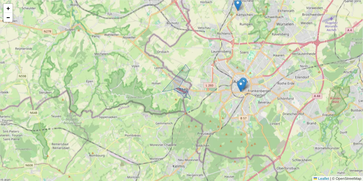 Karte des Postleitzahlen Bereichs  und der umliegenden Postleitzahlen in Deutschland