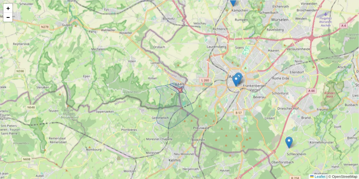 Karte des Postleitzahlen Bereichs  und der umliegenden Postleitzahlen in Deutschland