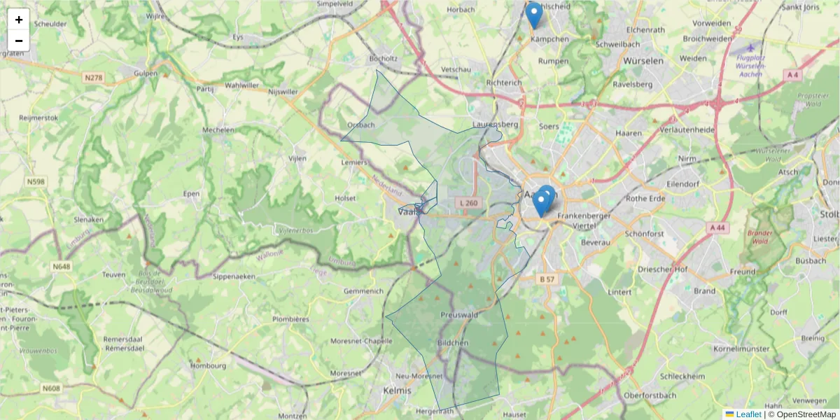 Karte des Postleitzahlen Bereichs  und der umliegenden Postleitzahlen in Deutschland