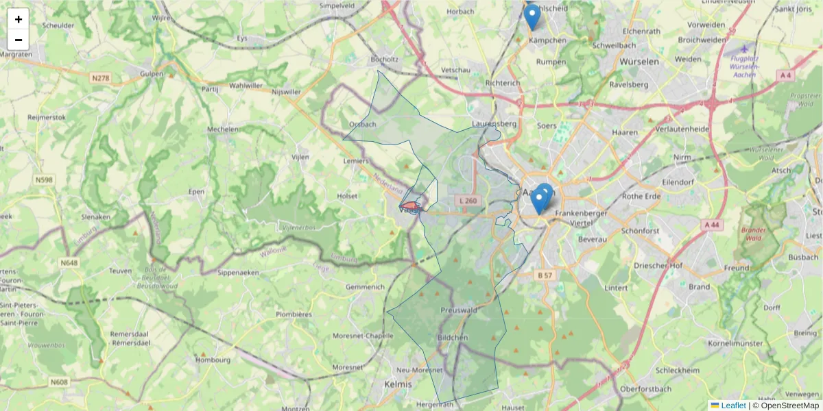 Karte des Postleitzahlen Bereichs  und der umliegenden Postleitzahlen in Deutschland