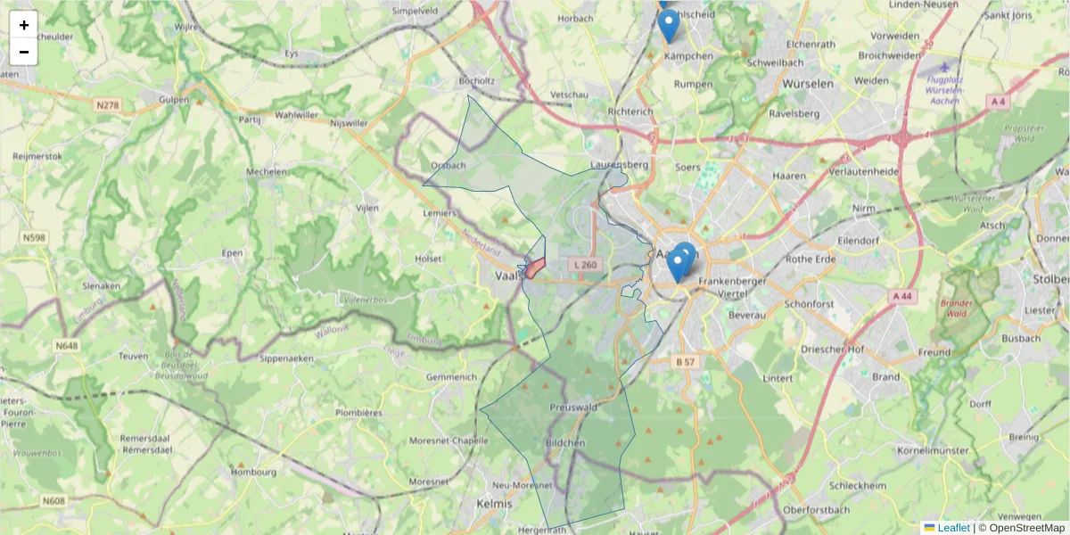 Karte des Postleitzahlen Bereichs  und der umliegenden Postleitzahlen in Deutschland