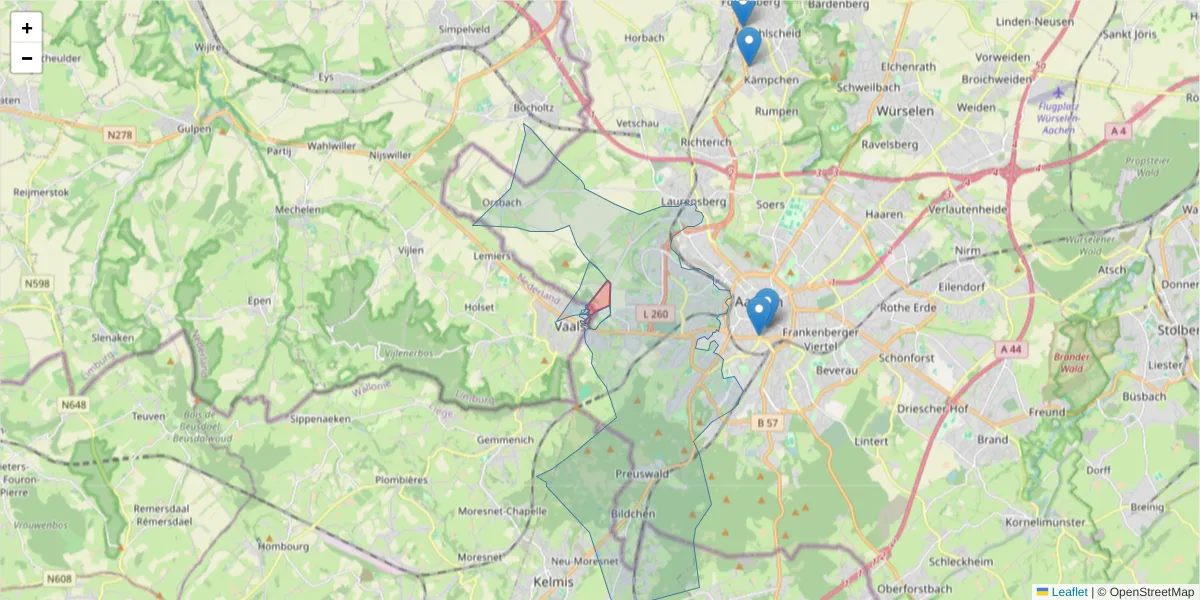 Karte des Postleitzahlen Bereichs  und der umliegenden Postleitzahlen in Deutschland