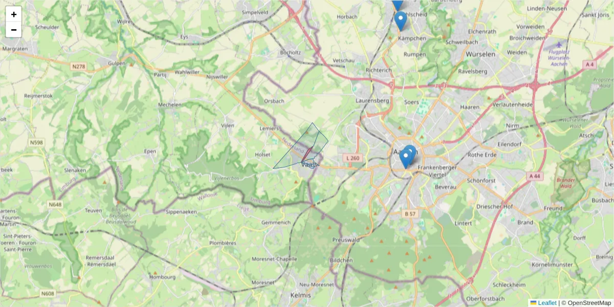 Karte des Postleitzahlen Bereichs  und der umliegenden Postleitzahlen in Deutschland