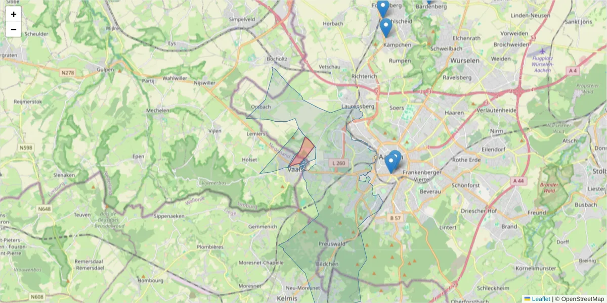 Karte des Postleitzahlen Bereichs  und der umliegenden Postleitzahlen in Deutschland