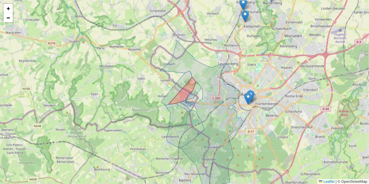 Karte des Postleitzahlen Bereichs  und der umliegenden Postleitzahlen in Deutschland