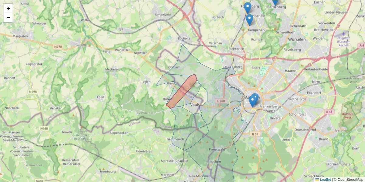 Karte des Postleitzahlen Bereichs  und der umliegenden Postleitzahlen in Deutschland