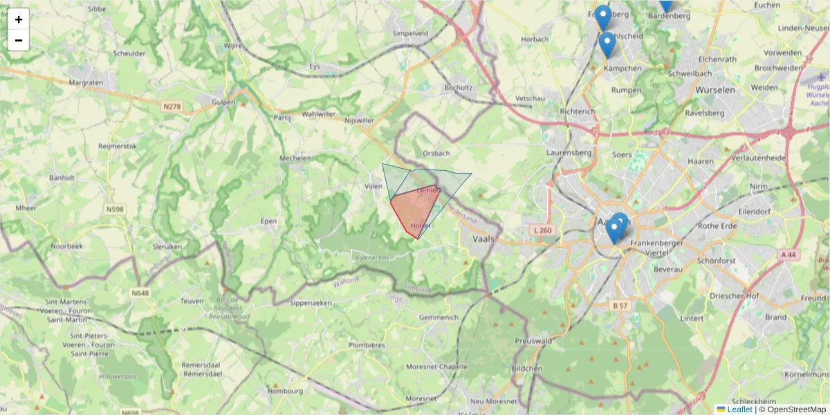 Karte des Postleitzahlen Bereichs  und der umliegenden Postleitzahlen in Deutschland