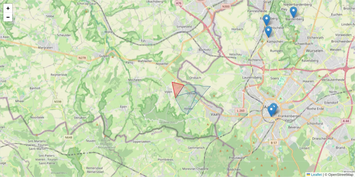 Karte des Postleitzahlen Bereichs  und der umliegenden Postleitzahlen in Deutschland