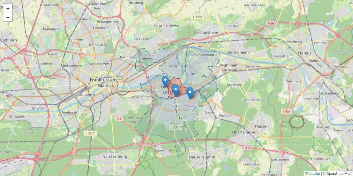 Karte des Postleitzahlen Bereichs  und der umliegenden Postleitzahlen in Deutschland