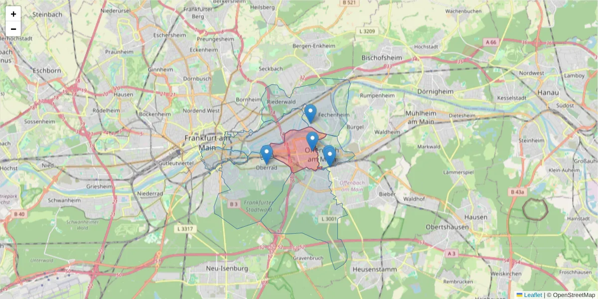 Karte des Postleitzahlen Bereichs  und der umliegenden Postleitzahlen in Deutschland