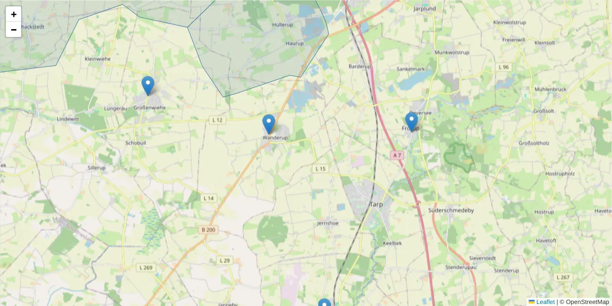 Karte des Postleitzahlen Bereichs  und der umliegenden Postleitzahlen in Deutschland