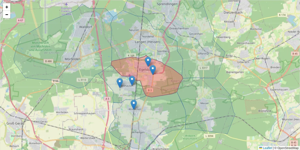 Karte des Postleitzahlen Bereichs  und der umliegenden Postleitzahlen in Deutschland