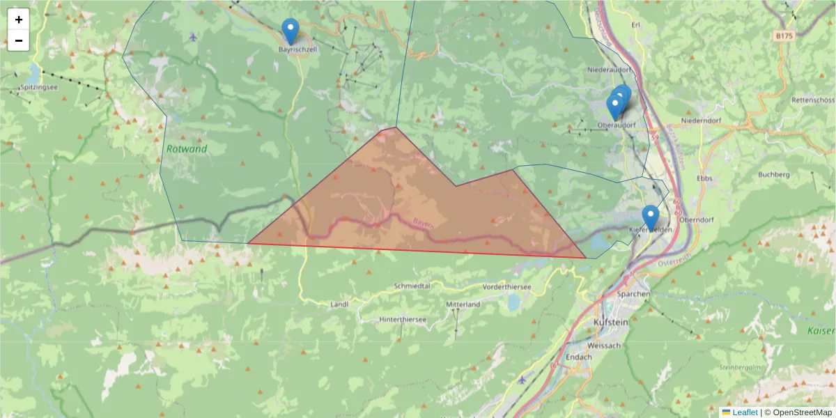 Karte des Postleitzahlen Bereichs  und der umliegenden Postleitzahlen in Deutschland