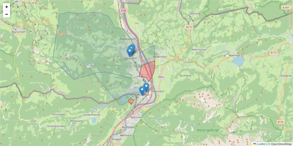 Karte des Postleitzahlen Bereichs  und der umliegenden Postleitzahlen in Deutschland