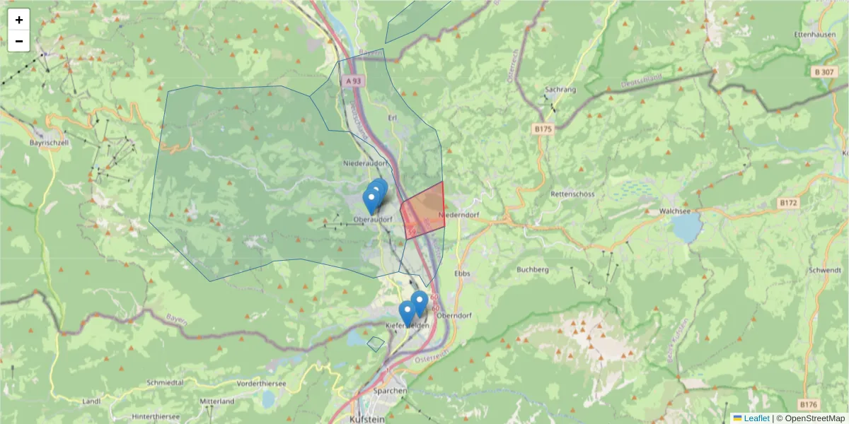 Karte des Postleitzahlen Bereichs  und der umliegenden Postleitzahlen in Deutschland