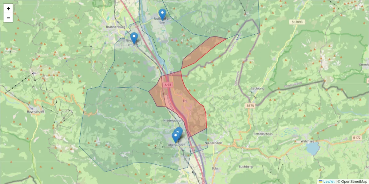 Karte des Postleitzahlen Bereichs  und der umliegenden Postleitzahlen in Deutschland