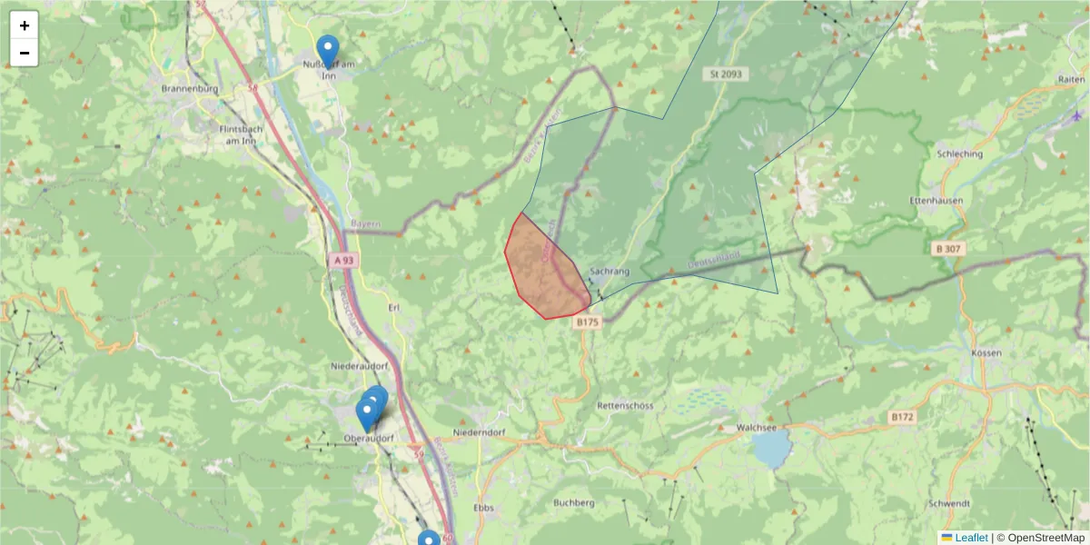 Karte des Postleitzahlen Bereichs  und der umliegenden Postleitzahlen in Deutschland