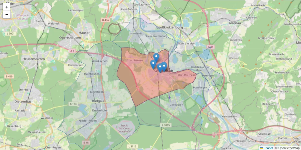 Karte des Postleitzahlen Bereichs  und der umliegenden Postleitzahlen in Deutschland