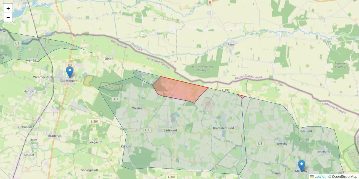 Karte des Postleitzahlen Bereichs  und der umliegenden Postleitzahlen in Deutschland