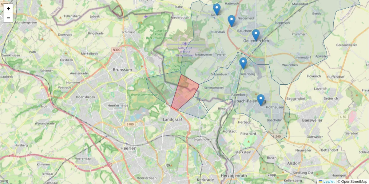 Karte des Postleitzahlen Bereichs  und der umliegenden Postleitzahlen in Deutschland