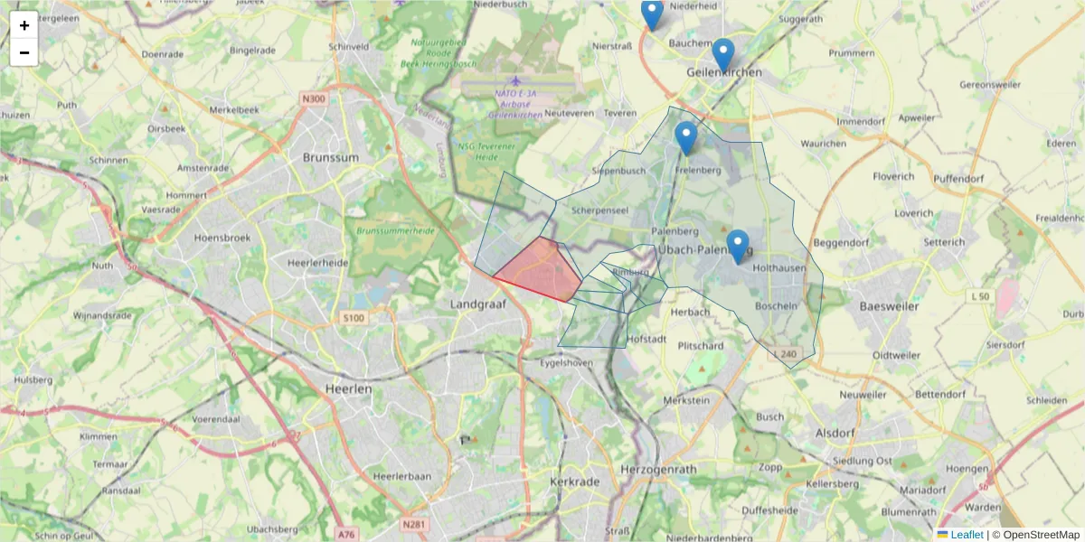 Karte des Postleitzahlen Bereichs  und der umliegenden Postleitzahlen in Deutschland