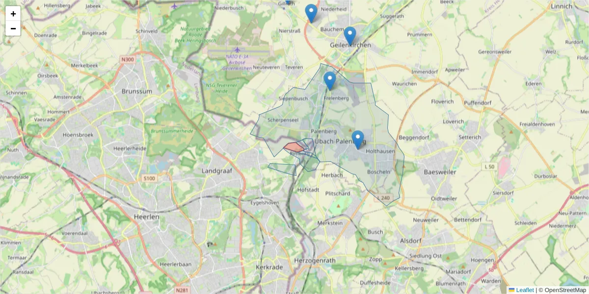 Karte des Postleitzahlen Bereichs  und der umliegenden Postleitzahlen in Deutschland