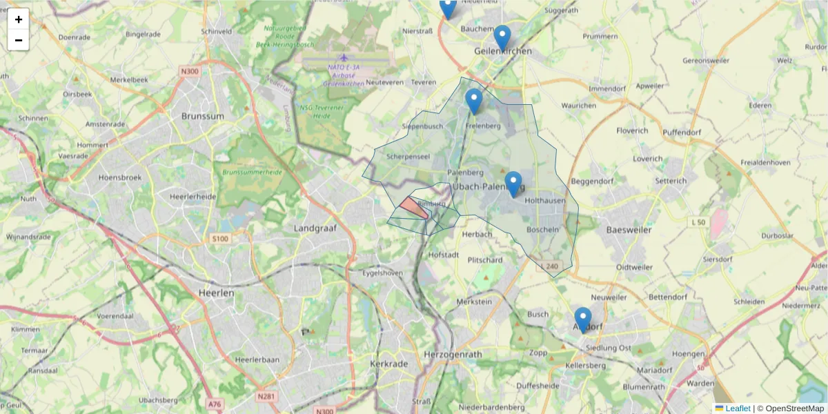 Karte des Postleitzahlen Bereichs  und der umliegenden Postleitzahlen in Deutschland