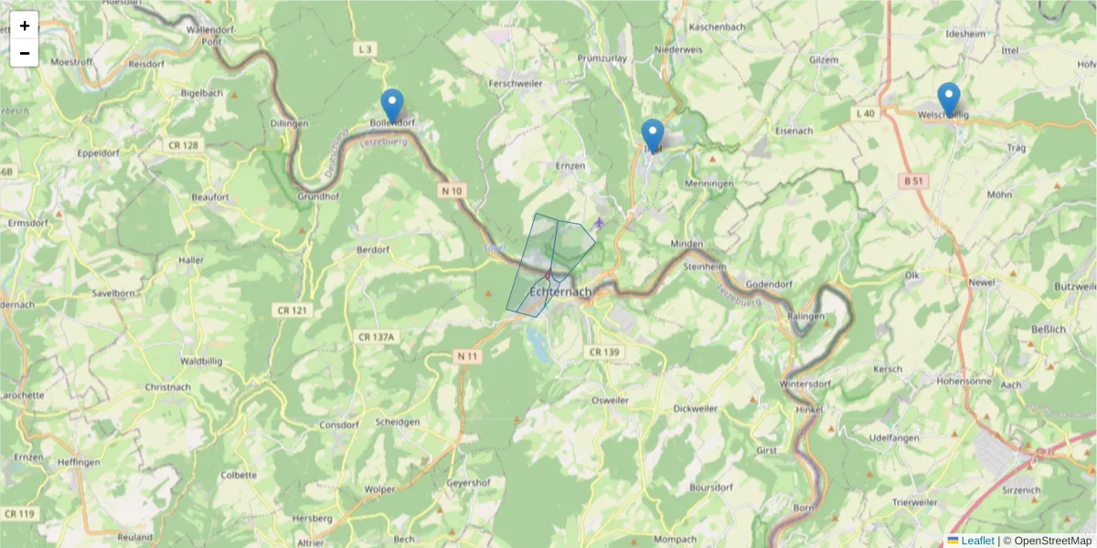 Karte des Postleitzahlen Bereichs  und der umliegenden Postleitzahlen in Deutschland