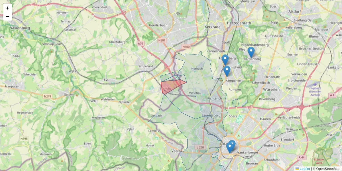 Karte des Postleitzahlen Bereichs  und der umliegenden Postleitzahlen in Deutschland