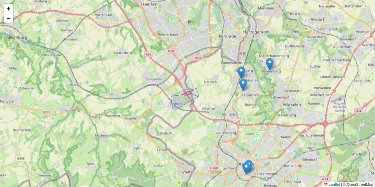 Karte des Postleitzahlen Bereichs  und der umliegenden Postleitzahlen in Deutschland
