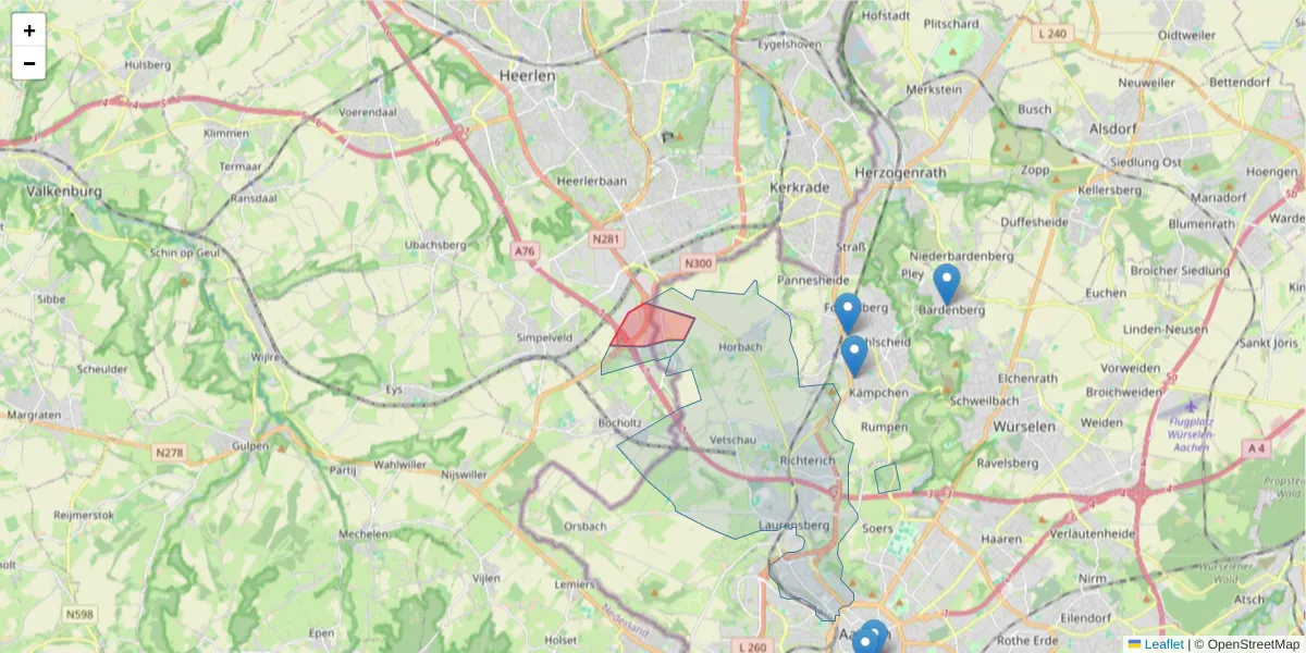 Karte des Postleitzahlen Bereichs  und der umliegenden Postleitzahlen in Deutschland