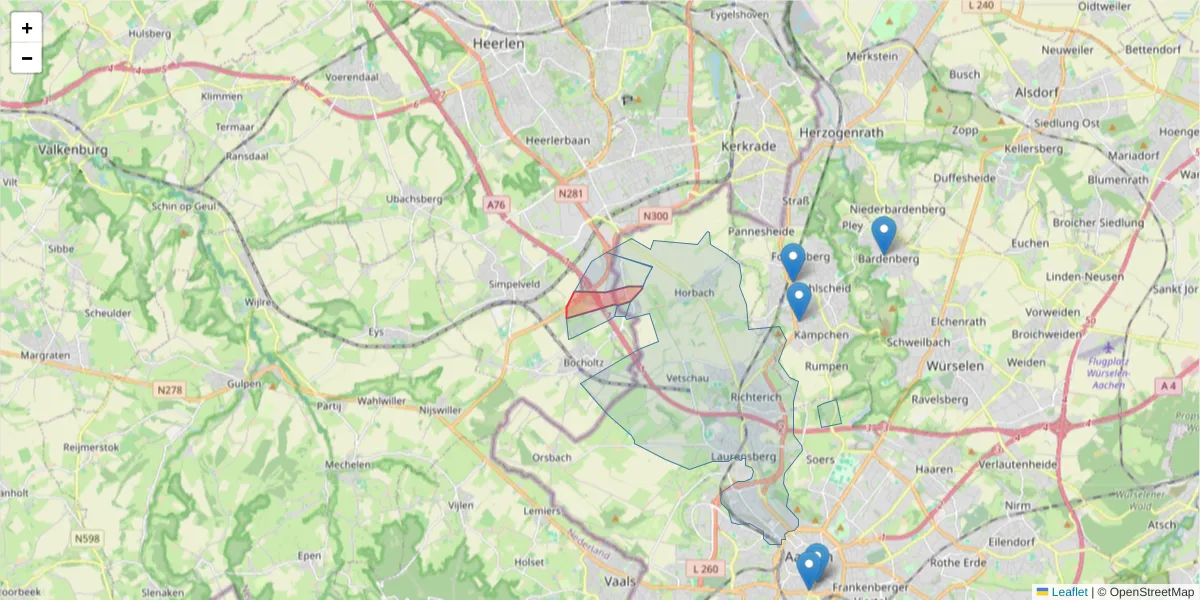 Karte des Postleitzahlen Bereichs  und der umliegenden Postleitzahlen in Deutschland