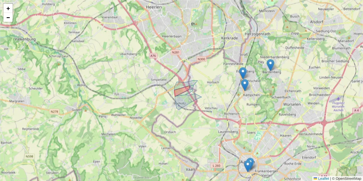 Karte des Postleitzahlen Bereichs  und der umliegenden Postleitzahlen in Deutschland