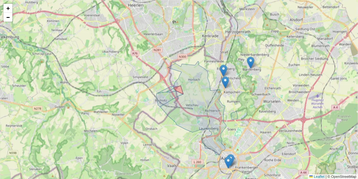 Karte des Postleitzahlen Bereichs  und der umliegenden Postleitzahlen in Deutschland