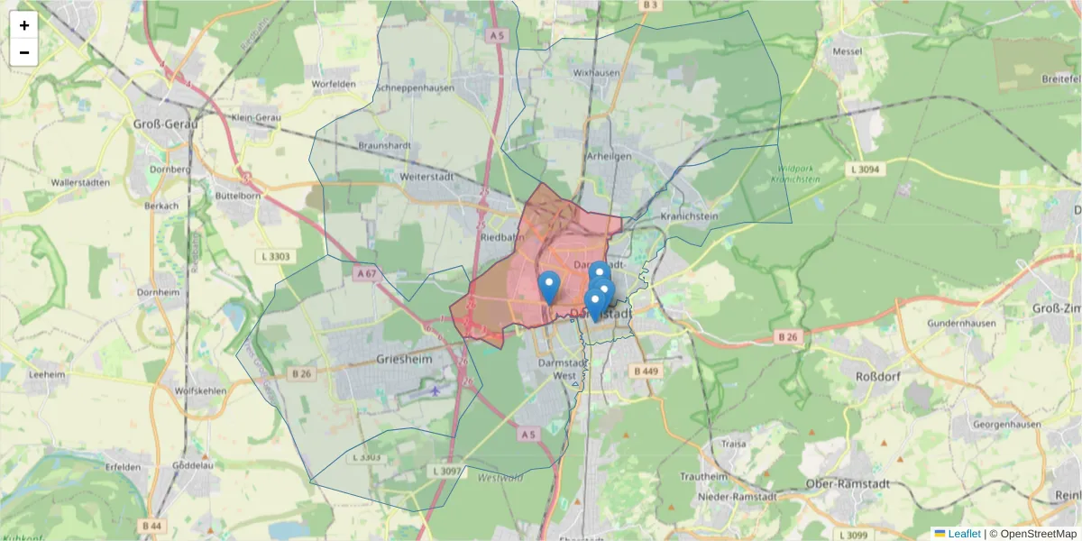Karte des Postleitzahlen Bereichs  und der umliegenden Postleitzahlen in Deutschland