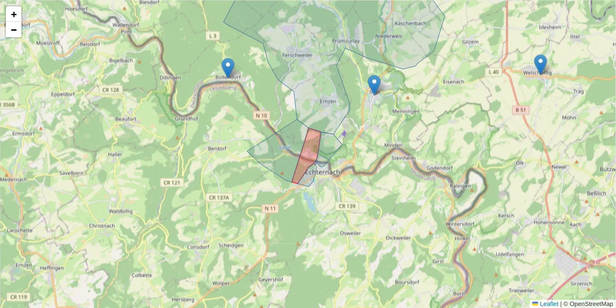 Karte des Postleitzahlen Bereichs  und der umliegenden Postleitzahlen in Deutschland