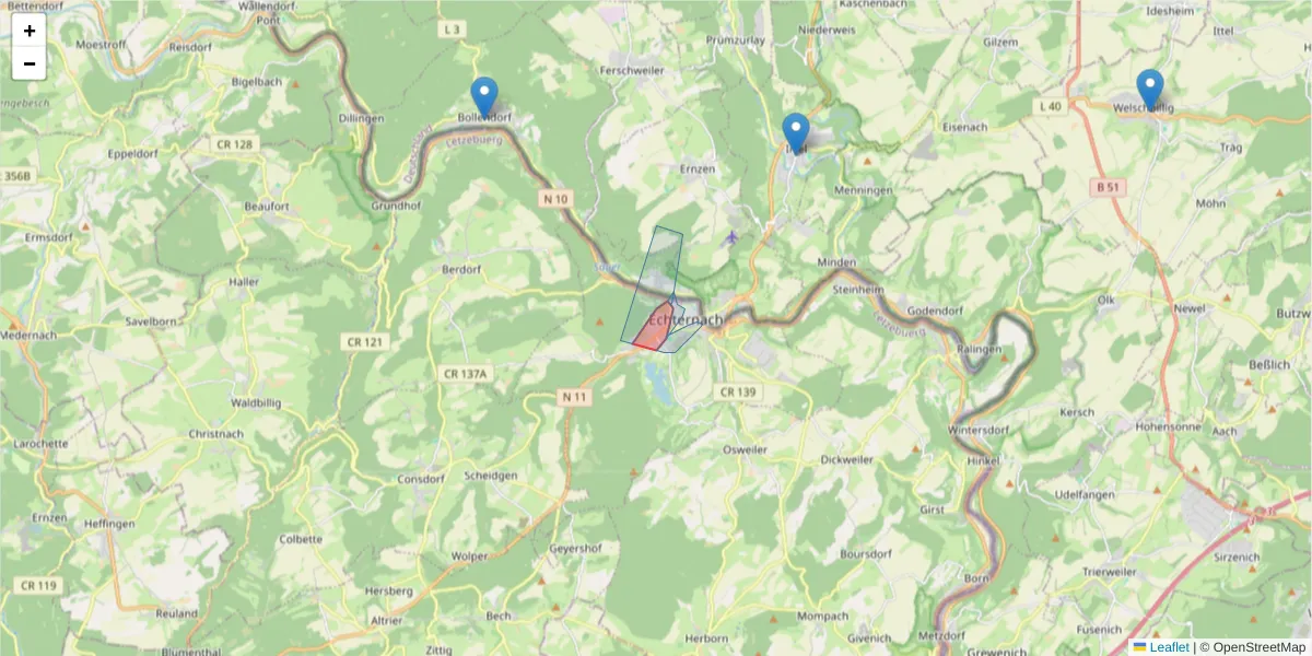 Karte des Postleitzahlen Bereichs  und der umliegenden Postleitzahlen in Deutschland