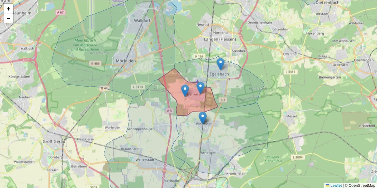 Karte des Postleitzahlen Bereichs  und der umliegenden Postleitzahlen in Deutschland
