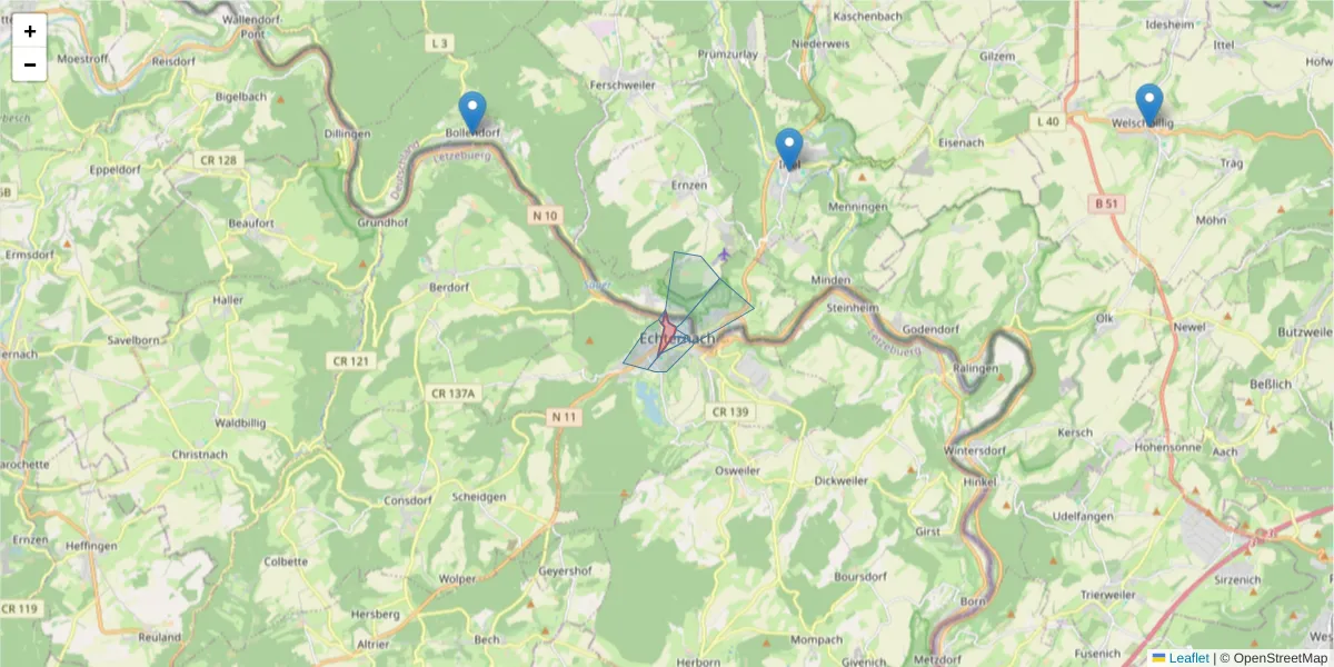 Karte des Postleitzahlen Bereichs  und der umliegenden Postleitzahlen in Deutschland