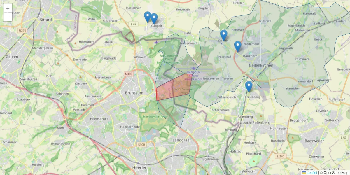 Karte des Postleitzahlen Bereichs  und der umliegenden Postleitzahlen in Deutschland