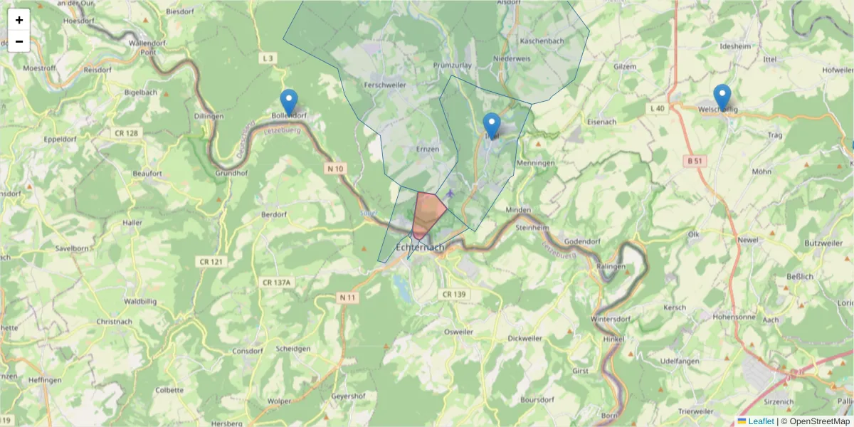 Karte des Postleitzahlen Bereichs  und der umliegenden Postleitzahlen in Deutschland